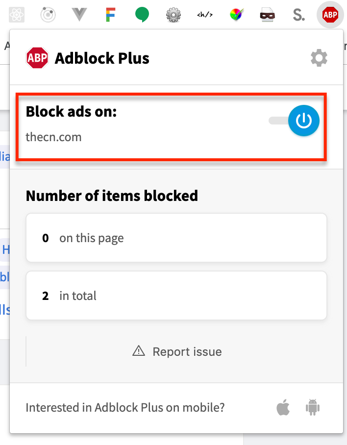 turning off ad blocker