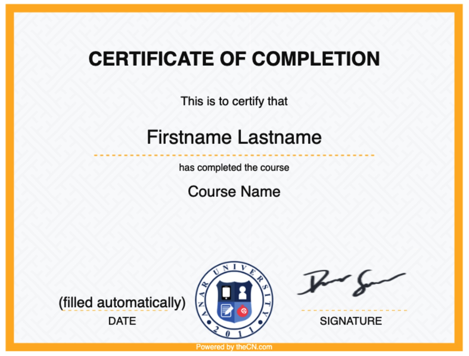 Class Completion Certificate Template